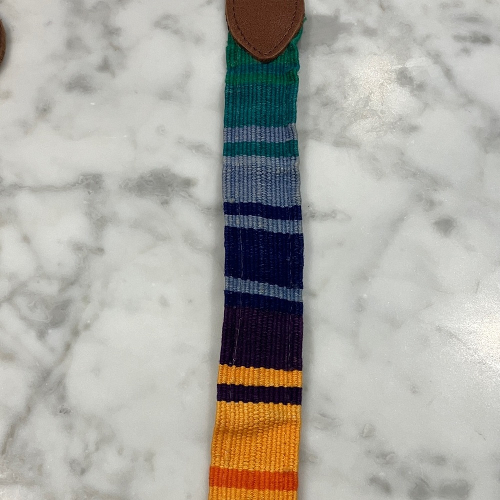 Vintage Colorful Striped Belt with Brown leather Buckle adjustable Guatemala OS - Picture 16 of 17